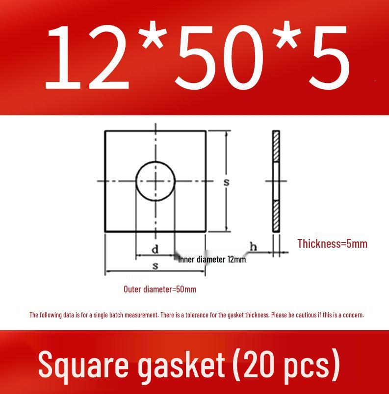 Thick Galvanized Square Iron Washer with Hole for M6-M24 Curtain Wall Use