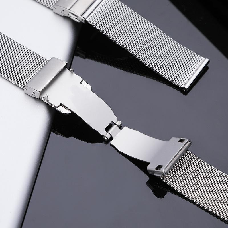 Compatible Stainless Steel Milanese Strap for 22mm Apple iWatch & Huawei GT4, Double Snap Closure