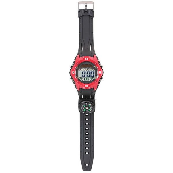 J-AXIS ACY20-RE (Digital CYBEAT Solar Combination Type Compass Red Sun Flame) Round Watch Black