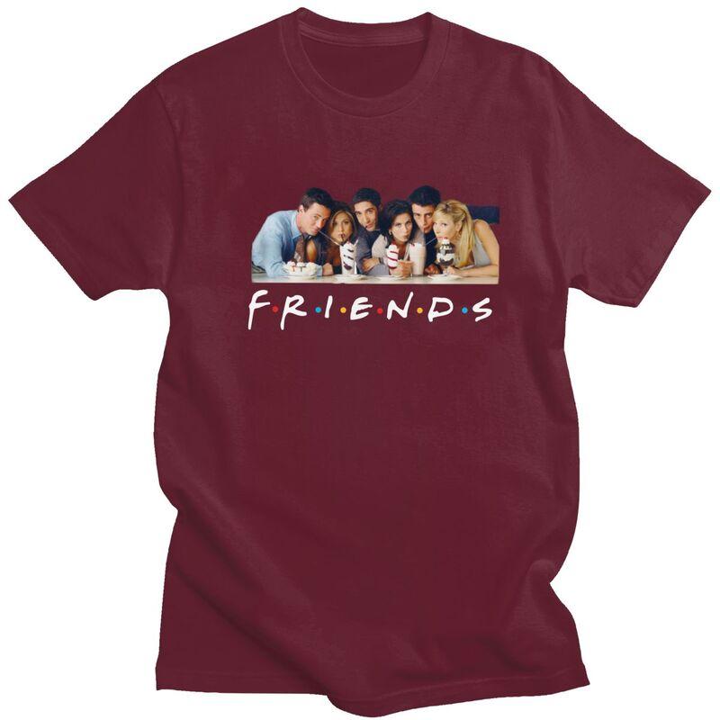 Custom TV Show Friends T Shirts for Men Pure Cotton Tees Tshirts Short Sleeve Fashion Tshirt Clothes