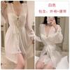 Smooth satin underwear passion hot backless deep V plus chest pad nightdress mesh robe women's suit
