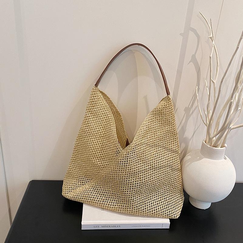 Handwoven Bag Women's 2025 New Trendy Fashion Retro Tote Bag Straw Bag Versatile Large-capacity Shoulder Bag
