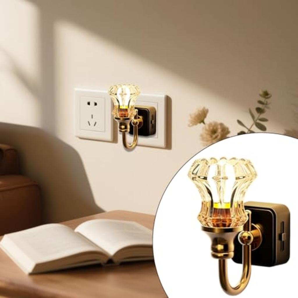 Night Lights Plug Into Wall, LED Night Lights Plug In, Elegant Vintage LED Nights Light Wall Lamp, USB Retro Soft Warm Plug-in Walls Light Lamp