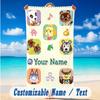 Beach Towel Custom Name Text, Quick Dry Large Towel For Beach HomeAnimal Crossing