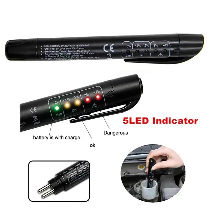 Auto Liquid Testing Brake Fluid Tester Pen for DOT3/DOT4 Diagnostic Tools 5 LED Accurate Electronic Pen Oil Test Car Accessories