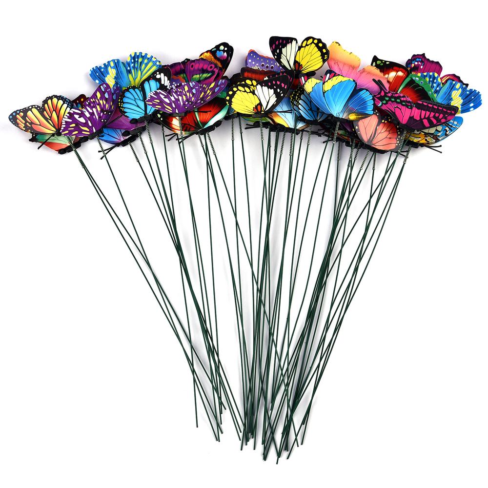 50/100Pcs Colorful Simulation Butterfly Flowerpot Decoration Gardening Ornament Plant Home Decor