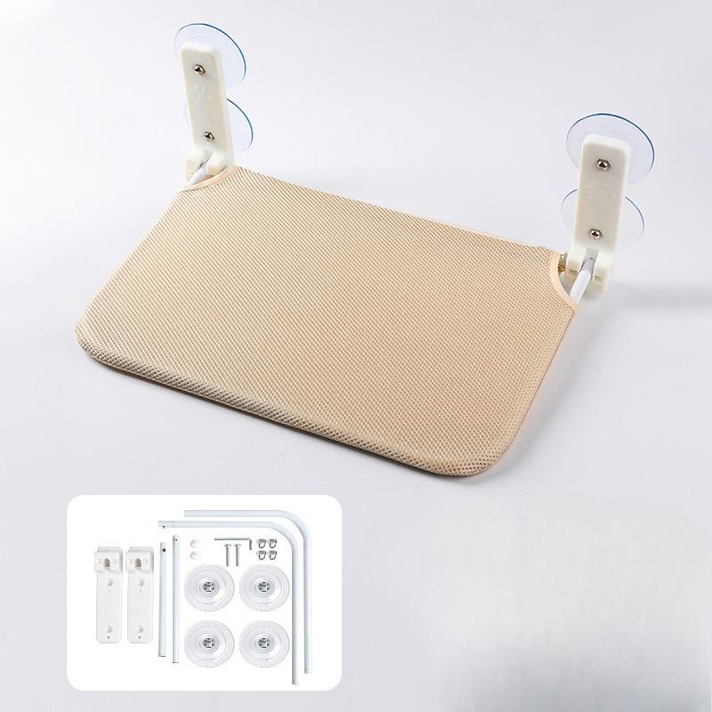 

Складной гамак для кошек с двойными присосками, устойчивый плюшевый сетчатый гамак для кошек на окно/стену, платформа для прыжков, гамак для кошек на присосках Large bag бежевый