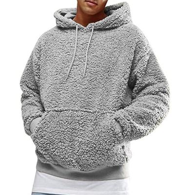 Jesień Zima Męska Bluza Sherpa Fuzzy Pulower Zimowa Bluza Polarowa Jednolity Kolor z Kapturem Długi Rękaw Pulowerowa Bluza
