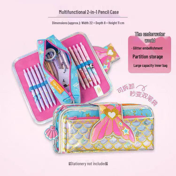Two-in-One Kids Pencil Case with Large Capacity for Boys and Girls - School Stationery Box and Gift
