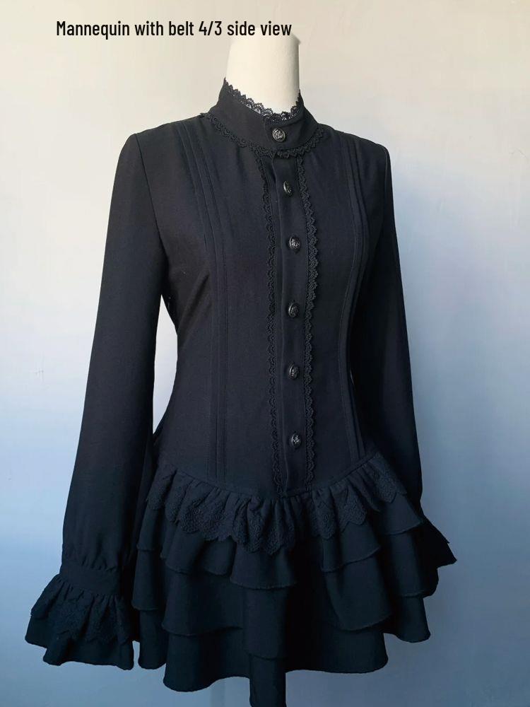 Gothic Lace Waist-Cinching Dress - Slimming & Versatile, Petite Autumn 2025 Style