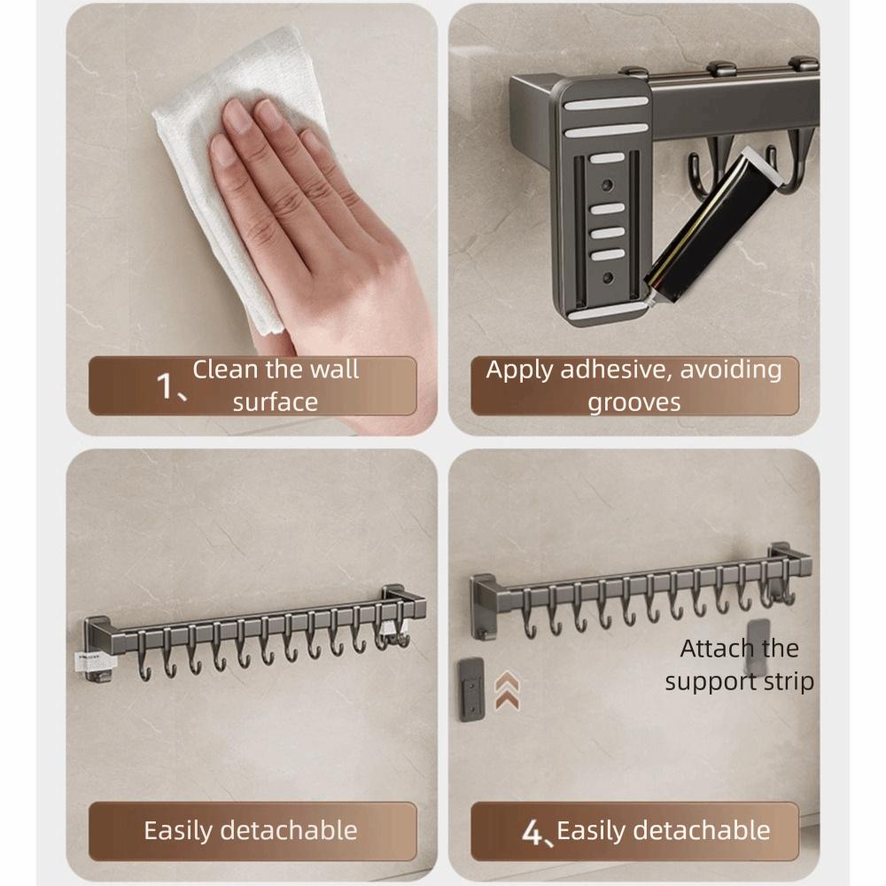 Wall Mounted Kitchen Organizer Hook Double Pole Kitchen Utensil Organizer  Home