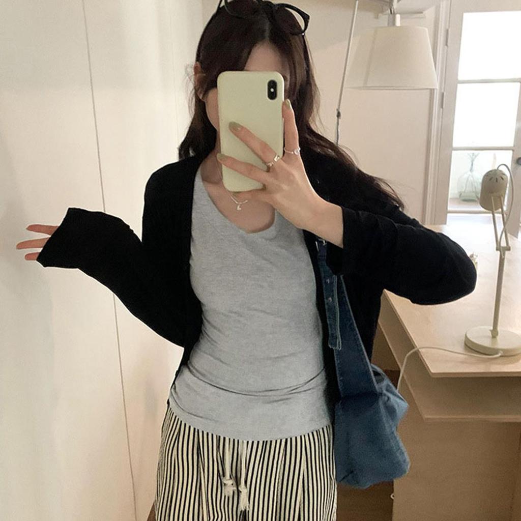 WhiteV-Neckshort Sleeve T-Shirt Women's Casual Loose-Fit Waist-Fitted Top Korean Style Polyester Fiber Summer Clothing