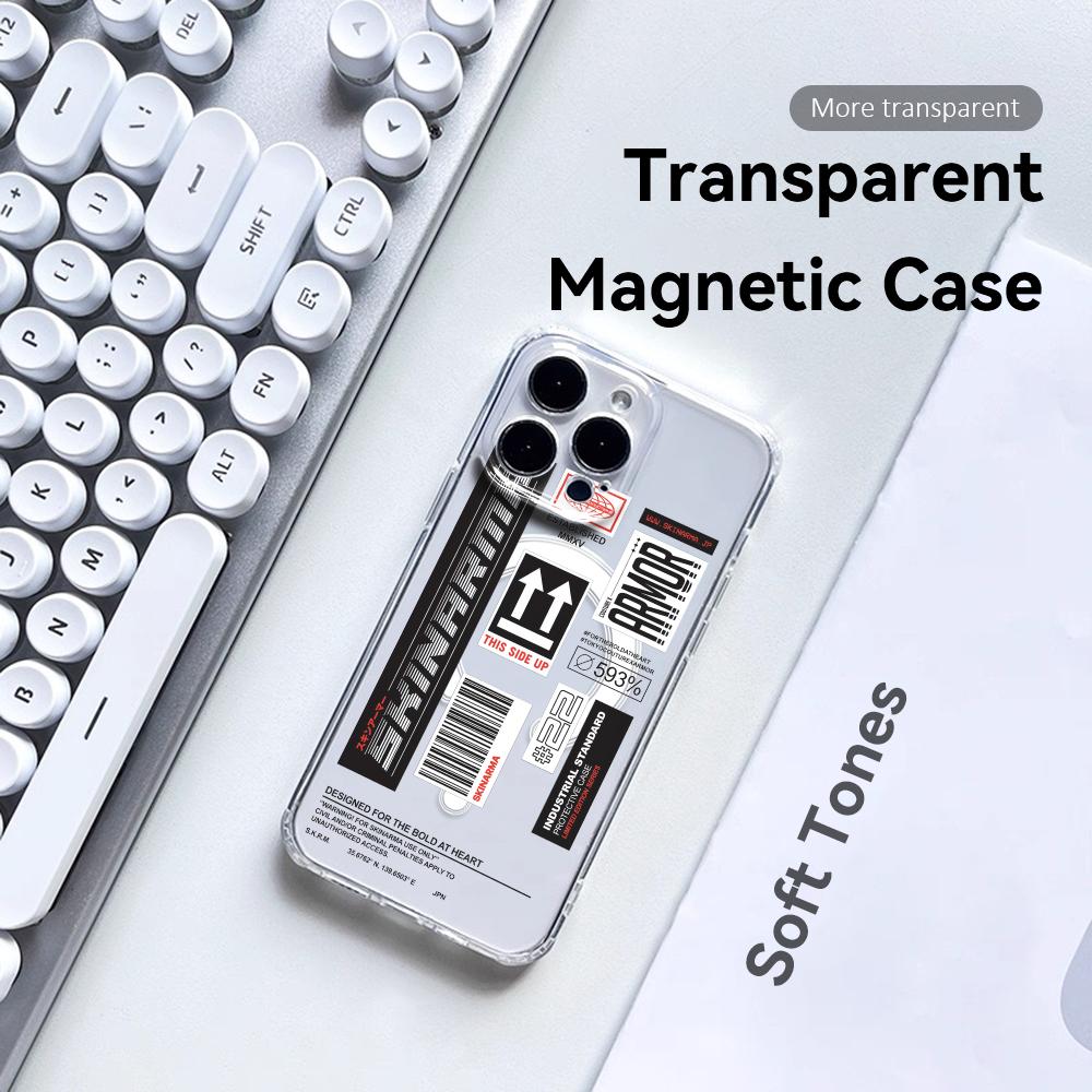 Fashion Street S-Skinarma Phone Case For iPhone 17 16 15 14 13 12 Pro Max Plus With Magnetic Crystal Clear Case Wireless Charge