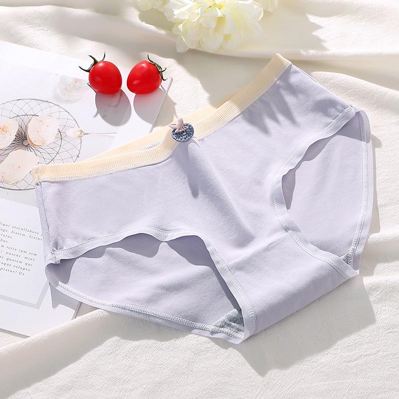 Women's Japanese Sweet Mid-Waist Pure Cotton Panties - Breathable Girly Triangle Shorts