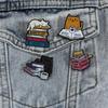 4 Styles Cute Cat &Book And Coffee Design Enamel Brooches Kitten Kitty Reading Drinking Enamel Pins For Pet Lovers Gif T
