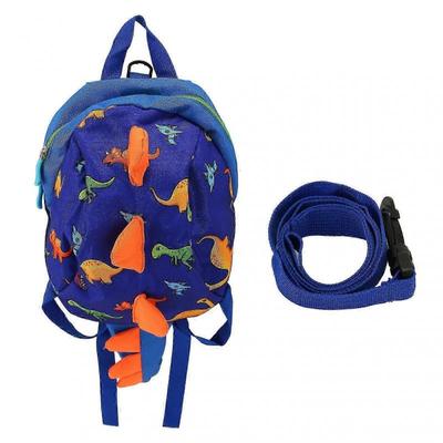 Kleinkind Rucksack Cartoon Niedlicher Dinosaurier Verhindert Verloren Große Kapazität Kinderrucksack mit Leine für Kinder von 2 bis 4 Jahren Dunkelblau--