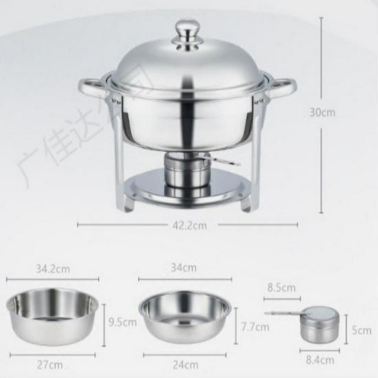 Gold Round Stainless Steel Folding Chafing Dish Set with Folding Frame
