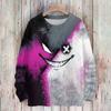 Women's Casual Long Sleeve Halloween Print Round Neck Knit Sweater Top