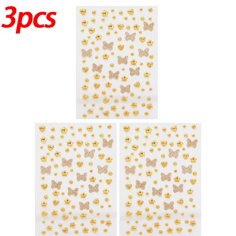 1/10pcs Glitter Star Heart Butterflies Face Sticker Gold Silver Rhinestones Sticker Temporary Tattoos DIY Body Arts Party Decor