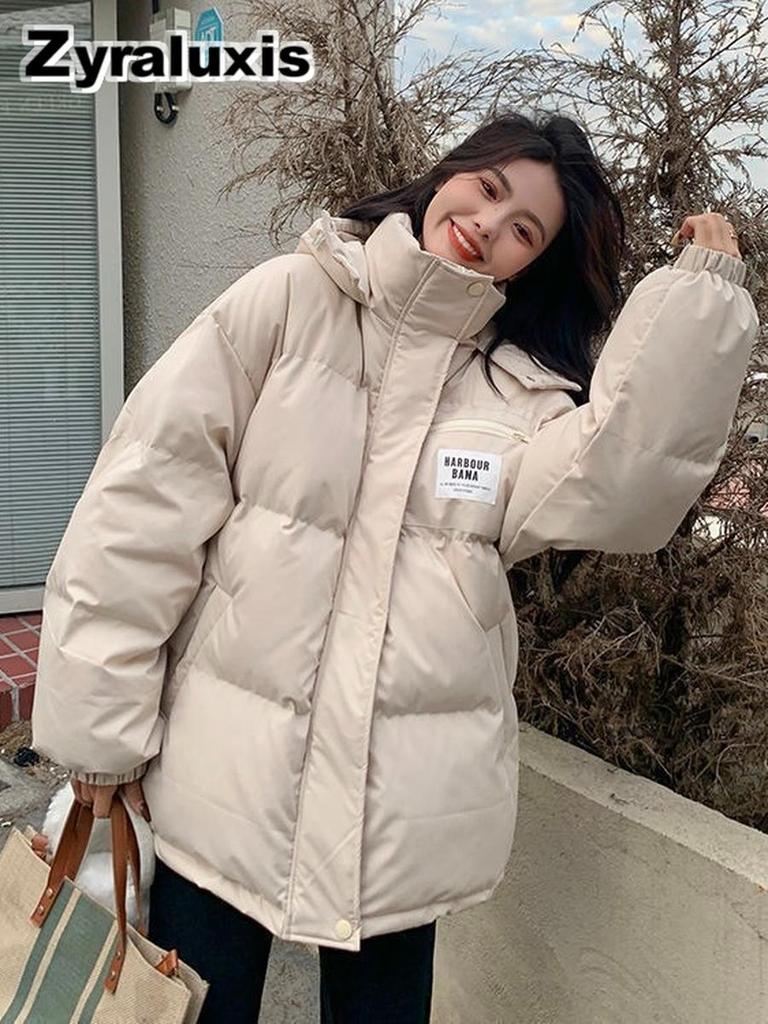 Women's Down Cotton Jacket Winter Thickened Cotton Padded Coat Korean Loose Small Size Cotton Clothing Outerwear