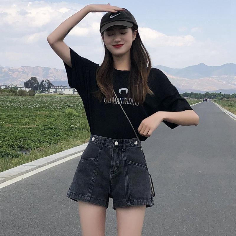 Danmo Women Summer Fashion Denim Shorts Ladies Casual High Waist Wide Leg Shorts
