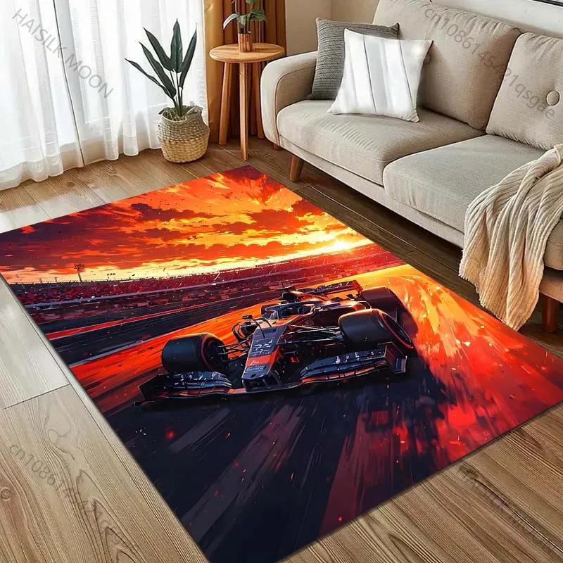 3D F1 Racing At Sunset Print Carpet Living Room Bedroom Bedside Sofa Floor Mat Non-Slip Modern Home Decor Area Rug Luxury Gift