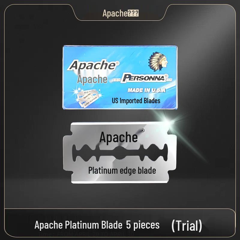 Apache Titanium Double-Sided Manual Razor with Cutting Film Blade Platinum 5 Blades