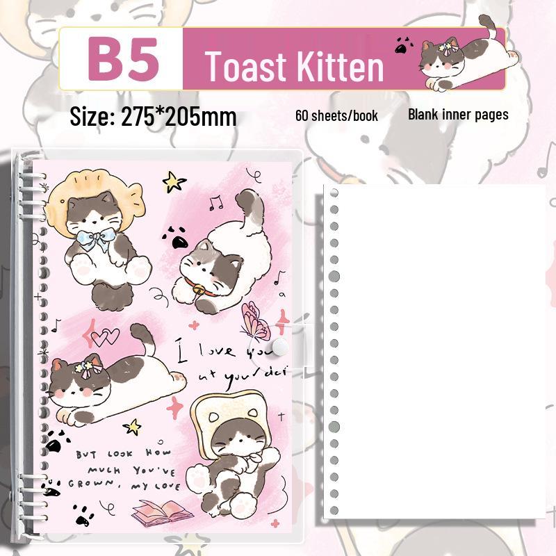 Cute Pet Transparent Soft PVC Binder B5 Notepad Diary with Iron Clip