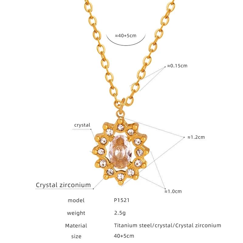 LT-P1521 New Retro Style Light Luxury French Pendant Necklace Titanium Steel 18K Gold/Silver Plated Zircon Heart Shape Jewelry