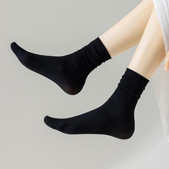 3 Pairs Ice Silk Socks for Women Summer Ultra Thin Crew Socks Casual Mid Calf Stacked Socks Elastic Above Ankle Bootie Socks