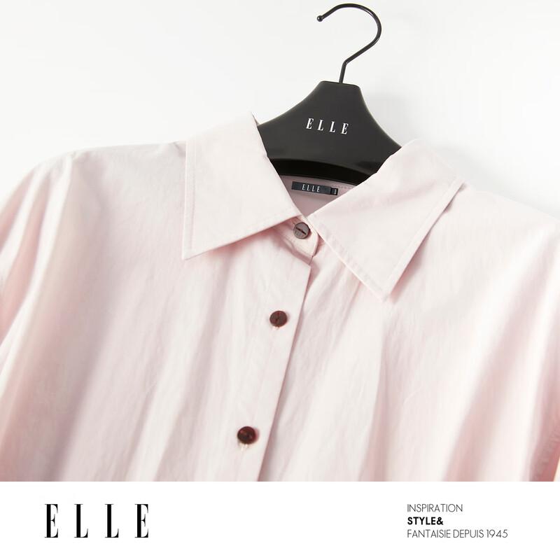 ELLE French Commuter Contrast Belt Shirt Dress