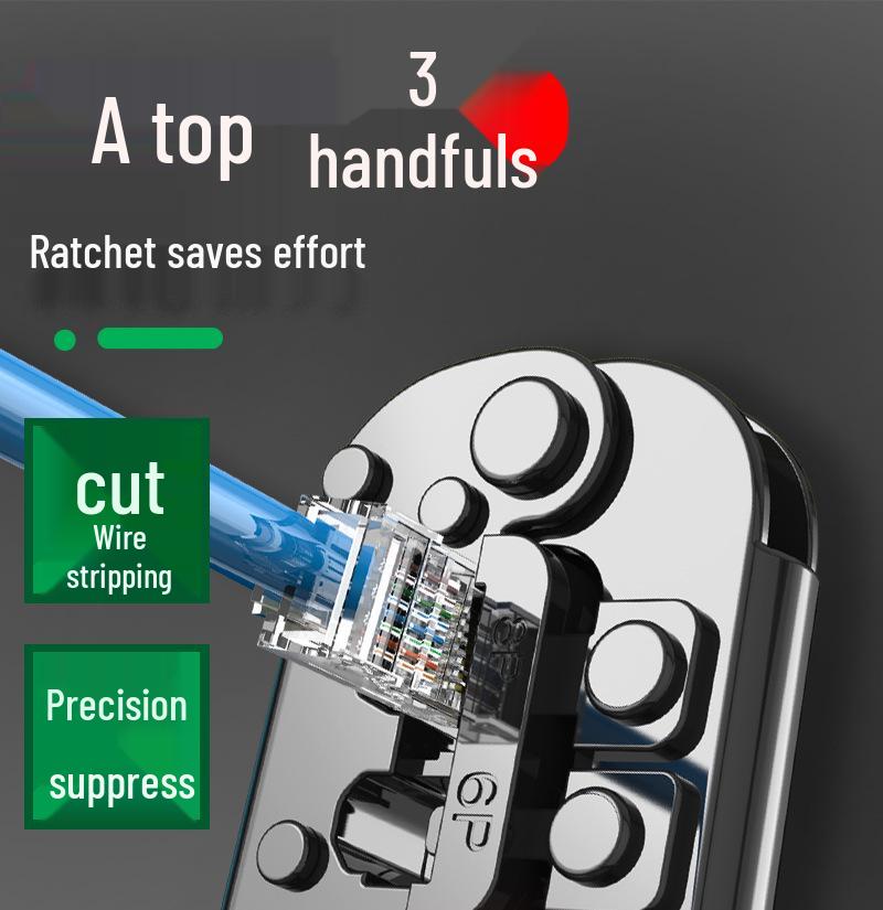 Old A Multi-Functional Network Pliers Set: 8P6P Ratchet, Crystal Head Crimping, Wire Stripping and Connecting Tools