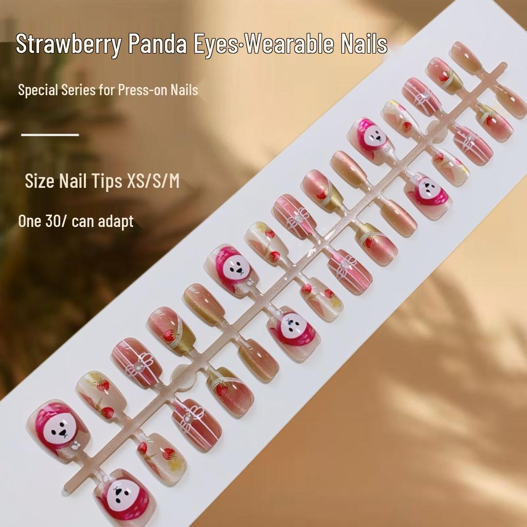 

Strawberry Panda Eyes Wearable Cute Heart Nail Art Pieces