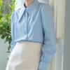 Large Peak Collar Women's Spring Design Niche Retro Shirt Commuting Formal Cotton Top