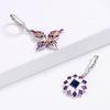 Creative Geometric Asymmetric Butterfly Lady Earrings Sapphire Flower Mosaic Enamel Earrings