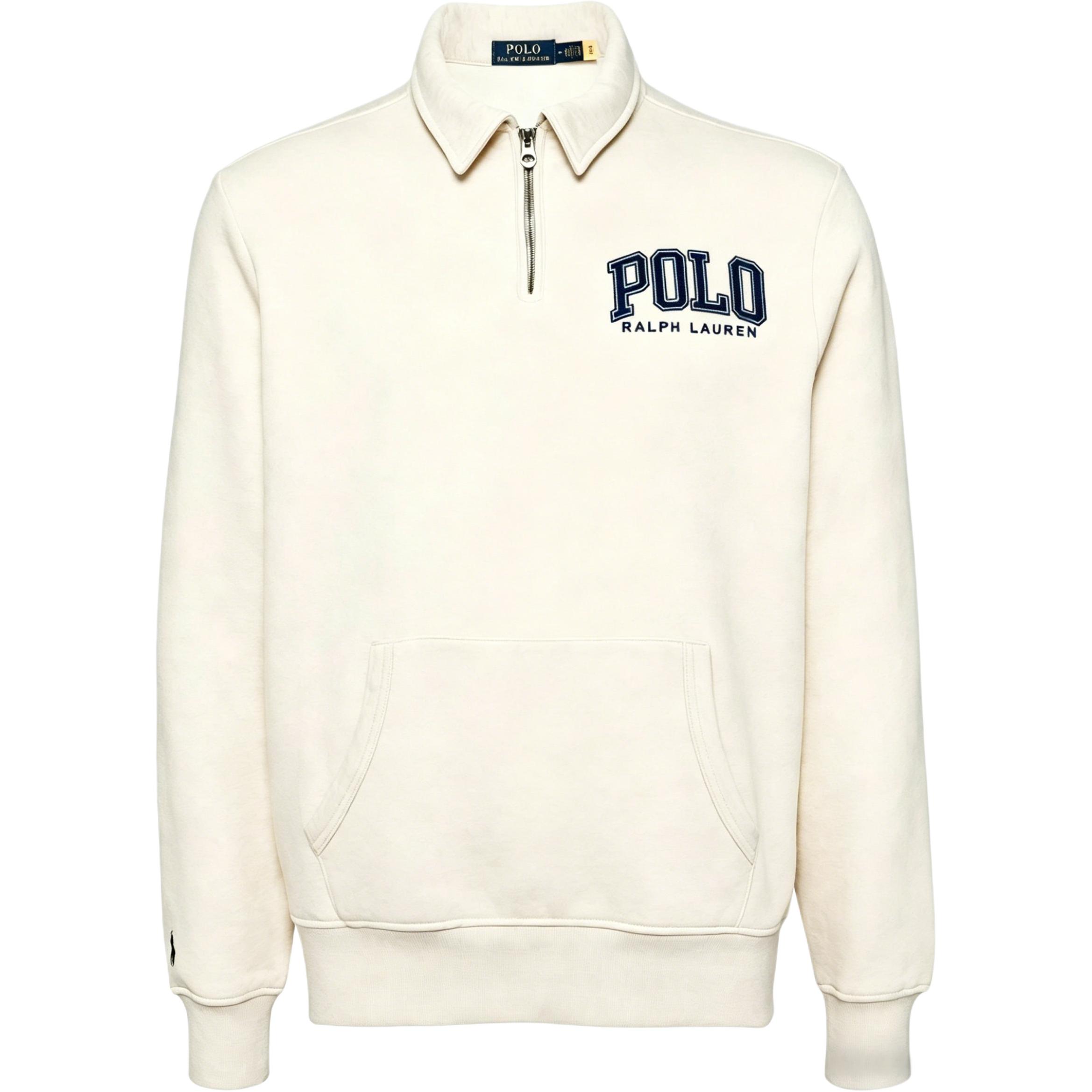 Polo Ralph Lauren SS26 Свитшот с вышивкой букв, воротником-поло, молнией на половину, длинным рукавом, мужской свитшот 710952038-005 M