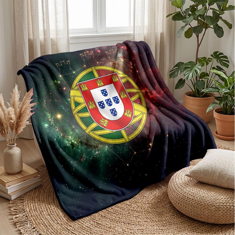 Portugal Football Printed Flannel Blanket Skin Friendly Warm Decorative Throw for Indoor Couch Bed Daily Use