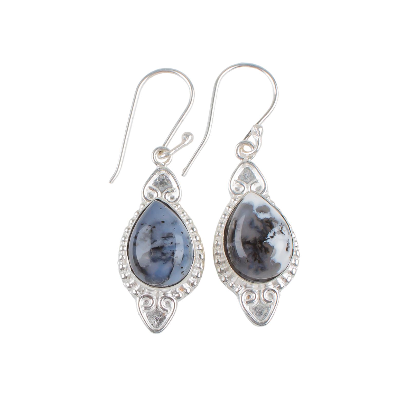 

Natural Dendritic Opal Gemstone 925 Solid Silver Jewelry Handmade Earrings 1.80 EE-42-21