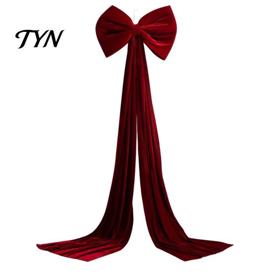 Reusable Event Ornaments Large Burgundy Velvet Bow, Giant Hanging Wall Decor for Fireplace Embellishments Wedding Backdrop, Christmas Tree Topper,