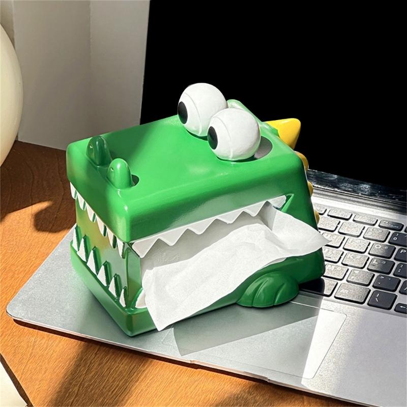Alligator Tissue Dispenser Sturdy Resin Surfaces Easy Cleaning Practical Living Room Bedroom Organizers