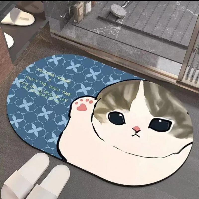 Simple Bathroom Floor Mat Water-Absorbing Quick-Drying Diatom Mud Floor Mat Household Bathroom Door Wear-Resistant, Dirt-Resistant And Non-Slip Floor