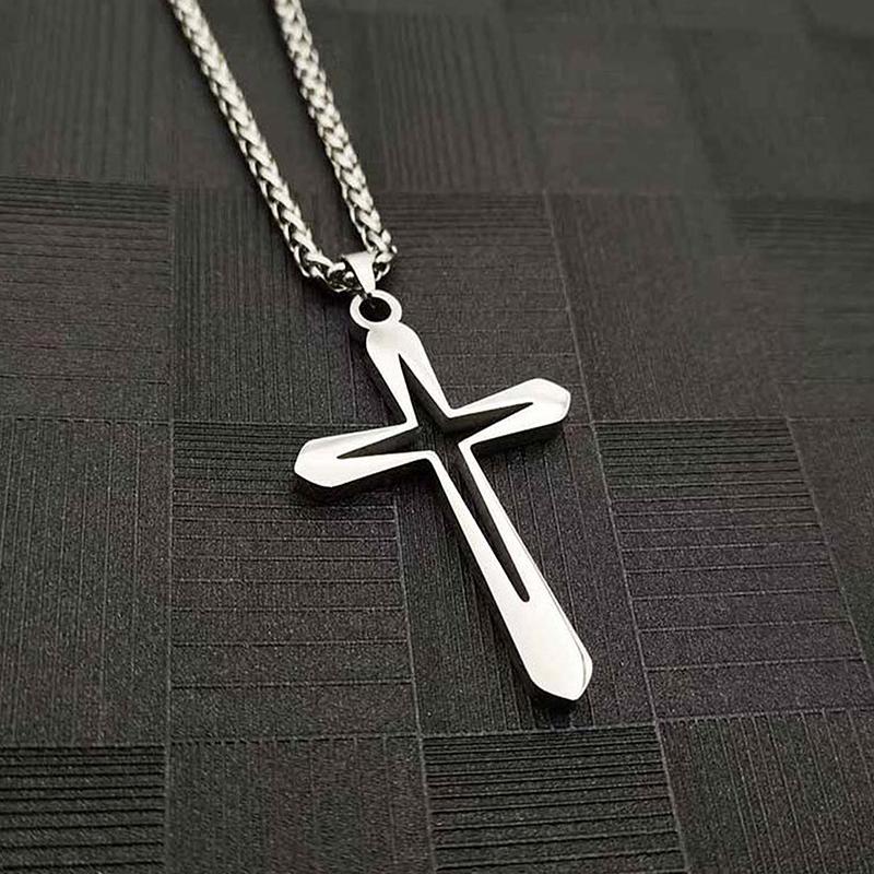 Personality Hollow Cross Pendant Necklace For Men Women Minimalist Punk Party Jewelry Gifts