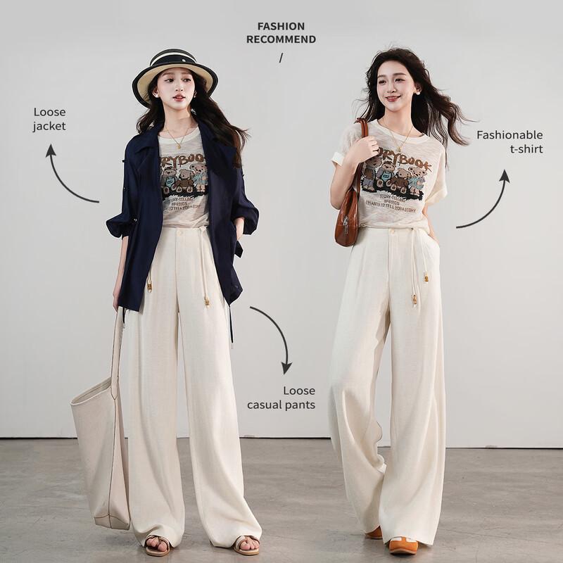 Women s High-Waist Detachable Drawstring Casual Pants S