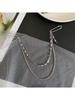 Punk Pendant Double Chain Brooch for Woman and Man Street Fashion Accessories Decoration Hip Hop Suit Jewelry Trendy Accessories