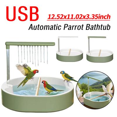 Pet Bird Bath Basin USB Electric Circulating Water Bird Bathtub Cage Accessory for Lovebird Cockatiel Parrot Automatic Shower