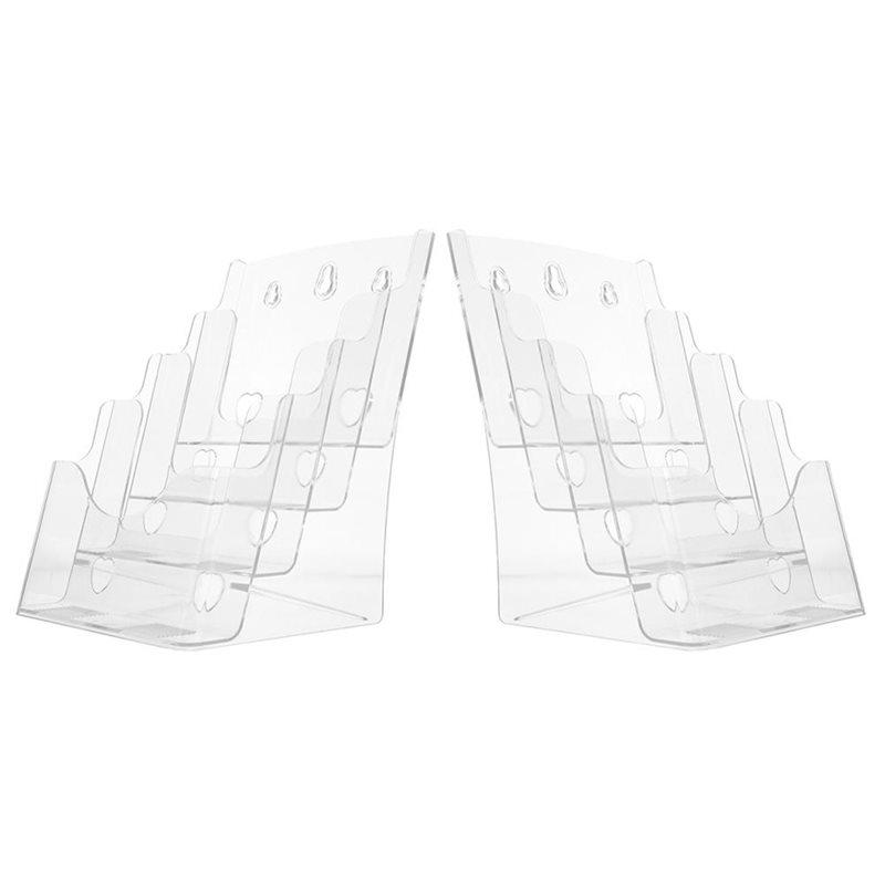 Premium-Magazine Organizer A5 Acrylic Brochure Display Stand Rack Flyer Holder 2Pcs Plastic Literature Rack Document Storage