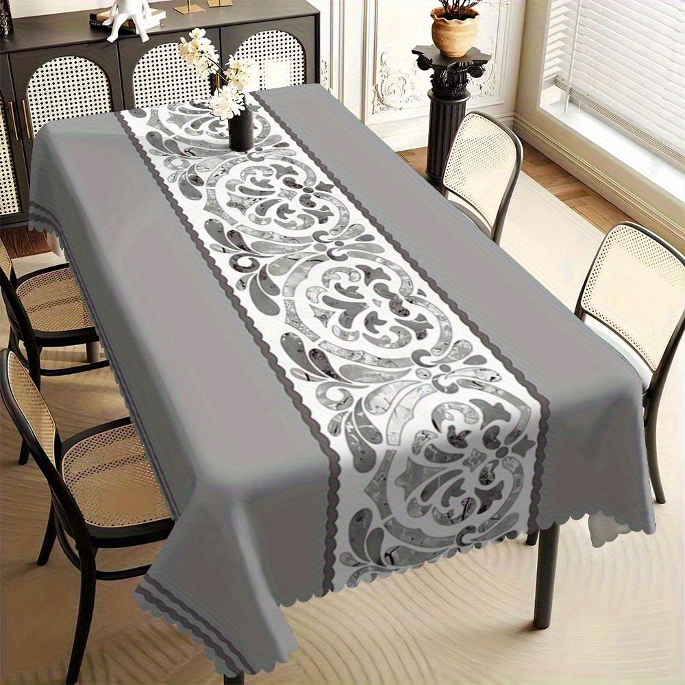 1 stuks Modieuze Rechthoekige Tafelkleed met Marmerprint, Polyester Tafelhoes met Waaiervormige Rand voor Huis Eetkamer Keuken Hotel Feest Decoratie 140x200cm