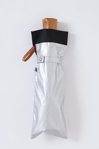 LIEBEN-0804 (Silver/Black) 60cm Folding Parasol for Sun and Rain, UV Protection, 100% Light Blocking, Heat Shielding, Tri-Fold, for Men and Women