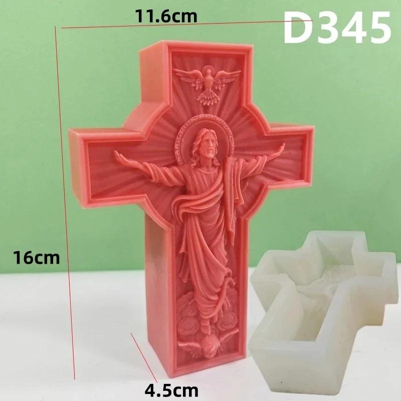Molde de Silicone para Vela Cruz Grande de Jesus 8-33cm Molde de Silicone para Resina Epóxi Maria Decoração de Igreja Cruz Molde de Concreto Cimento Gesso