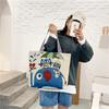 Female Jacquard Cloth Bag Handheld Large Bag Owl Embroidery Large Capacity Folding Shopping Bag Mommy Bag
